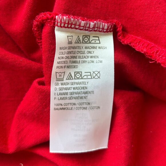 Denim & Co Red Cotton Crew Neck Pullover Tunic Top Sz XL Tab Roll Elbow Sleeves - Picture 6 of 7